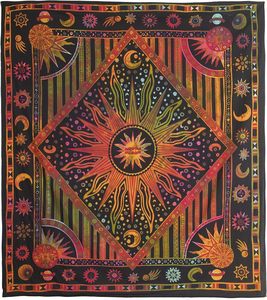 Tapisserie murale Hippie Soleil et Lune pour chambre à coucher, méditation, style bohème, psychédélique, indien, hippie - Product Image 2