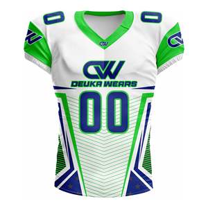 Jersey de Fútbol Americano Sublimado con Nombre y Número de Equipo Personalizados, MOQ Bajo, para Adultos, 100% Poliéster, Malla Transpirable de Secado Rápido - Product Image 1