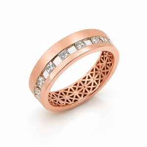 <b>Mens</b> 14KT Rose Gold Channel Set Princess Cut Cubic Zirconia Eternity Band <b>Ring</b> Brushed Finish Wedding Party Daily Wear Gift Jew - Product Image 2