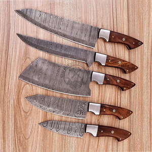 New Custom Handmade Full Tang Damascus Steel 5-Piece Professional <b>Kitchen</b> Chef <b>Knife</b> Set Wood Handle Ambidextrous <b>Sharp</b> Durable - Product Image 3