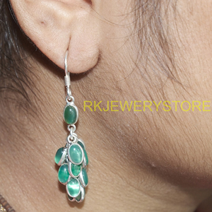 Pendientes Colgantes de Ónix Verde, Plata de Ley 925, Hechos a Mano, Estilo Boho Vintage, Joyería de Piedras Preciosas, Regalo para Ella - Product Image 2