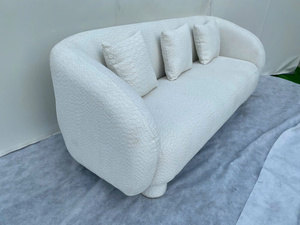 Canapé trois places moderne en tissu bouclé avec accoudoirs incurvés et dossier rembourré pour salon - Product Image 6