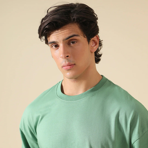 Men's <b>Green</b> O-Neck Short Sleeve T-Shirt Solid Color Casual Knitted Jersey Blank Design - Product Image 4