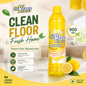 SoBlass Antibacterial Water-Based Floor Cleaner Liquid 900ml Lemon Scent Eco-Friendly <b>Detergent</b> 50%-80% Active Ingredients for - Product Image 2