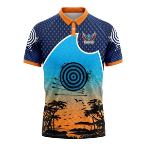 Polo de tir à l'arc pour homme de haute qualité, manches courtes, imprimé par sublimation, respirant, coupe classique, design décontracté avec motif cible - Product Image 2