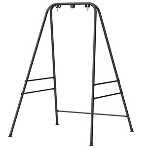 Supporto per Sedia a Dondolo in Acciaio Nero per Interni ed Esterni con Piedini Antiscivolo e 2 Moschettoni Regolabili per Campeggio o Uso Alberghiero - Product Image 1