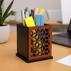 Premium Handcrafted Customized Wooden Pen Holder <b>Desk</b> Organizer for Office and <b>Study</b> Setups by Tradebyd - Product Image 1