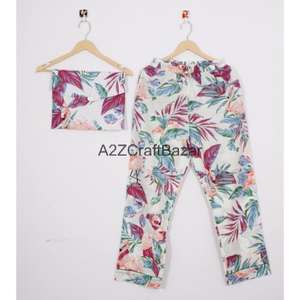 Pijamas de Manga Larga 100% Algodón para Mujer, Estampado Floral, Cintura Elástica, Conjunto de Pijama Suave y Transpirable, Ropa de Dormir para Verano - Product Image 3