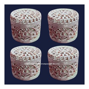Beautiful Exclusive New Modern Collection Design Soapstone Carving <b>Box</b> With Natural Color Handmade Product For Jewelry Storage - Product Image 6
