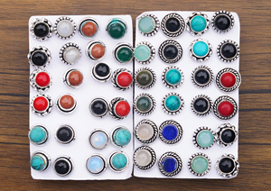Natural Gemstone Assorted <b>Stud</b> Earrings 925 Sterling Mix Stone <b>Silver</b> Fine <b>Studs</b> For Women Wholesale - Product Image 4