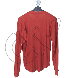 TMen's <b>Red</b> Long Sleeve O-Neck Knitted Pullover Casual Solid Color <b>Sweatshirt</b> Regular Fit Winter 100% Cotton Eco-Friendly Quick - Product Image 2