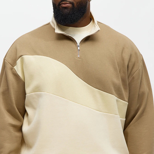 Ensemble de survêtement décontracté pour homme grande taille, color block, manches longues, quart de zip, coupe ample, en polyester et coton, pour l'automne - Product Image 3