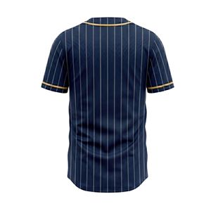 เสื้อเบสบอลลายทางสีกรมท่าทอง ป้องกันขนร่วง เสื้อกีฬาผู้ชาย ชุดทีม ยูนิฟอร์ม ติดกระดุมเต็มตัว - Product Image 2