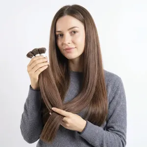 ผมต่อแบบตรงสีน้ำตาลธรรมชาติ Remy แบบเป็นมัด สำหรับทำวิกผม ใช้ในร้านเสริมสวย ขายส่ง ความยาวตามสั่ง - Product Image 3