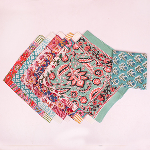 Foulard bandana multicolore en coton style bohème, imprimé au bloc, fait main, doux, pour la tête, le cou, protection faciale, idéal pour la randonnée - Product Image 4