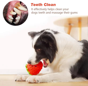 Durable Silicone Rubber <b>Pet</b> <b>Interactive</b> Chew <b>Toys</b> Strawberry-Shaped Puzzle Leak Food <b>Toy</b> <b>for</b> Moderate Chewers Dogs - Product Image 4