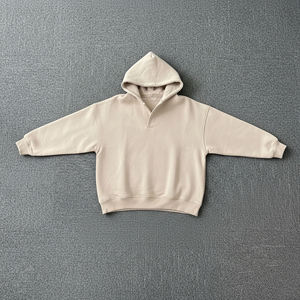 Sudadera con Capucha Crema para Mujer al por Mayor, Color Sólido, Manga Larga, Informal, para Otoño, Tejida, 100% Algodón, Transpirable, de Corte Corto - Product Image 3