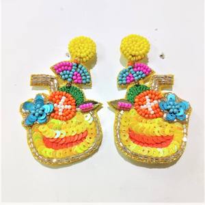 Pendientes bordados de rafia con diseño de lazo de la India, pendientes hechos a mano para mujeres y niñas, pendientes de joyería de moda - Product Image 6