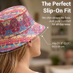 Printed Bucket <b>Hat</b> for Women <b>Men</b> Packable Summer <b>Sun</b> <b>Hat</b> for Beach, Vacation, Daily Wear - Product Image 4