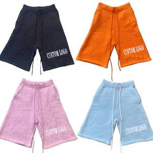 กางเกงขาสั้นไหมพรมขนปุยแบบมีเชือกผูกเอวทรงหลวมสำหรับผู้ชาย ฤดูร้อน รับผลิตตามสั่งพร้อมปักโลโก้จากโรงงาน - Product Image 2