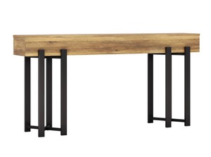 Console moderne rustique en bois avec base en métal, étagère de rangement, meuble d'entrée ou de salon - Product Image 4