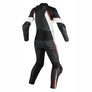 Traje de Motociclismo de Cuero para Mujer en Negro, Blanco y Rosa, con Bloques de Color, Equipo de Protección para Conducir - Product Image 2