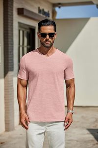 Camisetas de Hombre de Manga Corta, Cuello en V Clásico, Camiseta Informal de Verano, Camiseta Básica - Product Image 5
