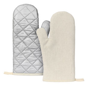 Ensemble de cuisine promotionnel personnalisable pour entreprises : Gant de four et support de casserole vierges en coton et lin pour sublimation - Product Image 3