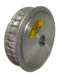 Poulie de distribution 56T L100 avec clé de blocage, largeur de courroie 25 mm, en aluminium, avec bride, finition anodisée noire - Product Image 2