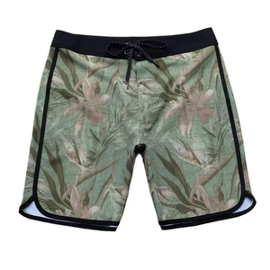 Shorts de bain pour hommes à imprimé floral, séchage rapide, taille à cordon de serrage, longueur mi-cuisse, vêtements de bain décontractés, tissu polyester - Product Image 5