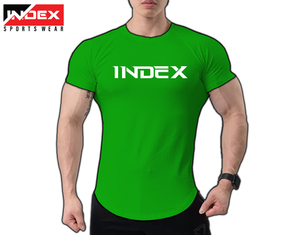 INDEX Men's <b>White</b> Short Sleeve T-<b>Shirt</b> O-Neck Printed Letter Pattern <b>Slim</b> <b>Fit</b> Sporty Quick Dry Jersey Fabric - Product Image 3