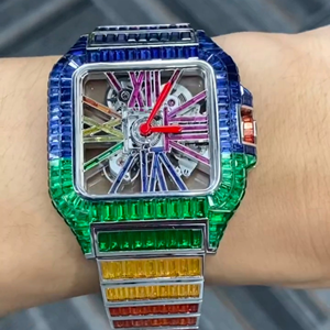 Relojes Moissanite de lujo al por mayor | VVS Iced Out Skeleton Pass Diamond Tester | Reloj Rainbow - Product Image 4