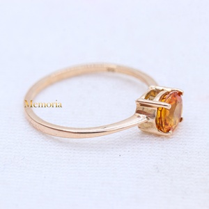 แหวนหมั้นเพชรพลอยแซฟไฟร์สีเหลืองทรงกลมธรรมชาติ ทองคำแท้ 9K ขายส่ง เครื่องประดับชั้นดี - Product Image 3