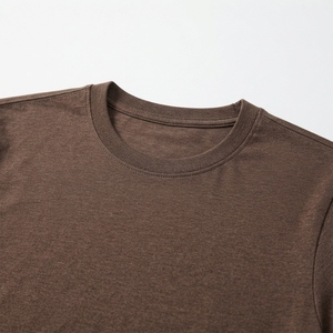 T-shirt uni tricoté à manches courtes et col rond 100 % coton, impression en relief sur le devant, style chinois, coupe ample, respirant, anti-boulochage - Product Image 3