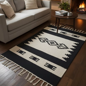 Tapis en coton tissé à la main, motif floral moderne, lavable en machine, réversible, multicolore, pour la maison, les pique-niques, les voyages, la prière, la décoration - Product Image 1