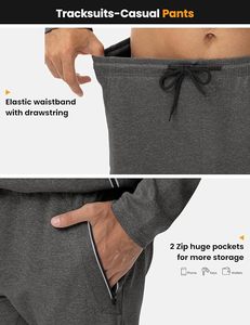 Conjunto Deportivo para Hombre de Color Sólido, Chaqueta con Cierre Frontal y Cuello Alto, Pantalones con Cordón, Secado Rápido, Poliéster, Ropa de Otoño - Product Image 6