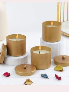 Pot à bougie décoratif en métal martelé plaqué cuivre de luxe pour la maison, décoration de Noël et de mariage - Product Image 4