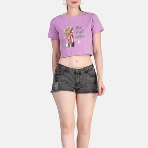 High Selling Printed Design Women Crop <b>Top</b> T Shirts New OEM Service Best Online Sale Street Wear Crop <b>Top</b> T Shirts - Product Image 3
