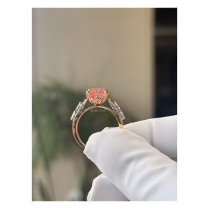 Magnificent Radiant Lab Grown Diamond Statement <b>Ring</b> 4.60 Ct Pink Center Stone <b>Split</b> Shank Cluster Design Luxury CocktailJewelry - Product Image 2