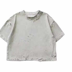 เสื้อยืดสไตล์วินเทจพิมพ์ลายโลโก้ตามสั่ง เนื้อผ้าหนา ทรงโอเวอร์ไซส์ สำหรับผู้ชาย แบบครอป - Product Image 1