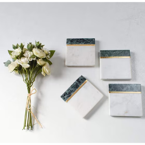 Ensemble de sous-verres en marbre naturel écologique pour le thé et le café, vaisselle en pierre durable et lavable, idée cadeau promotionnelle - Product Image 3