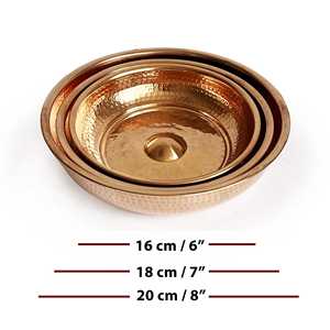 Cuenco de Baño Kurnaci de Cobre Blanco IndiaCopper, 16-20 cm, Hecho a Mano, Ecológico, Diseño Tradicional, para Uso en Hoteles, Sauna Finlandesa - Product Image 4