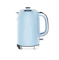 Promotion Bouilloire Électrique Sans Fil Rétro 1,7 L en Acier Inoxydable 1850-2200W Arrêt Automatique Protection Anti-Ébullition à Sec Rotation 360°