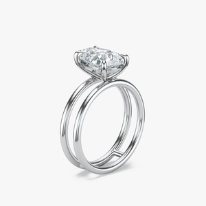 Anillo de Compromiso Solitario de Oro de 14K con Diamante Cultivado en Laboratorio en Forma de Pera, 2.50 CTW, Banda Doble Abierta, Joyería Fina para Novia - Product Image 6