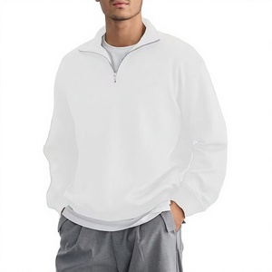 OEM Men's Women's Oversized Half Zip Sweatshirt Plain Grey <b>Mock</b> <b>Neck</b> Cotton Fleece Streetwear <b>Top</b> - Product Image 1