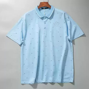 เสื้อโปโลผู้ชายผ้าฝ้ายพิมพ์ลายจุดสีฟ้าอ่อน แขนสั้น ระบายอากาศได้ดี สวมใส่สบาย ทรงปกติ คอปกกอล์ฟ - Product Image 2