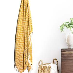 Manta de Jacquard 100% Algodón con Diseño Zig Zag |   Manta Decorativa para Sofá con Diseño Geométrico Chevron Boho - Product Image 2