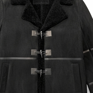 Veste d'hiver de luxe en cuir et peau de mouton véritable pour homme, col montant, chaude et élégante, coupe ajustée - Product Image 4