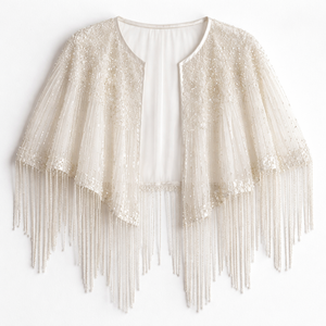 Cape à franges perlées pour adultes en polyester/coton/matériaux divers - Service OEM pour commandes de mariage en gros - Fournisseur direct d'usine - Product Image 5