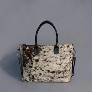 Bolso Tote de Cuero Genuino de Alta Calidad con Pelo, para Mujer, Verano, Cierre Abierto, Bolso de Hombro de Lujo LHTB-0043 - Product Image 1